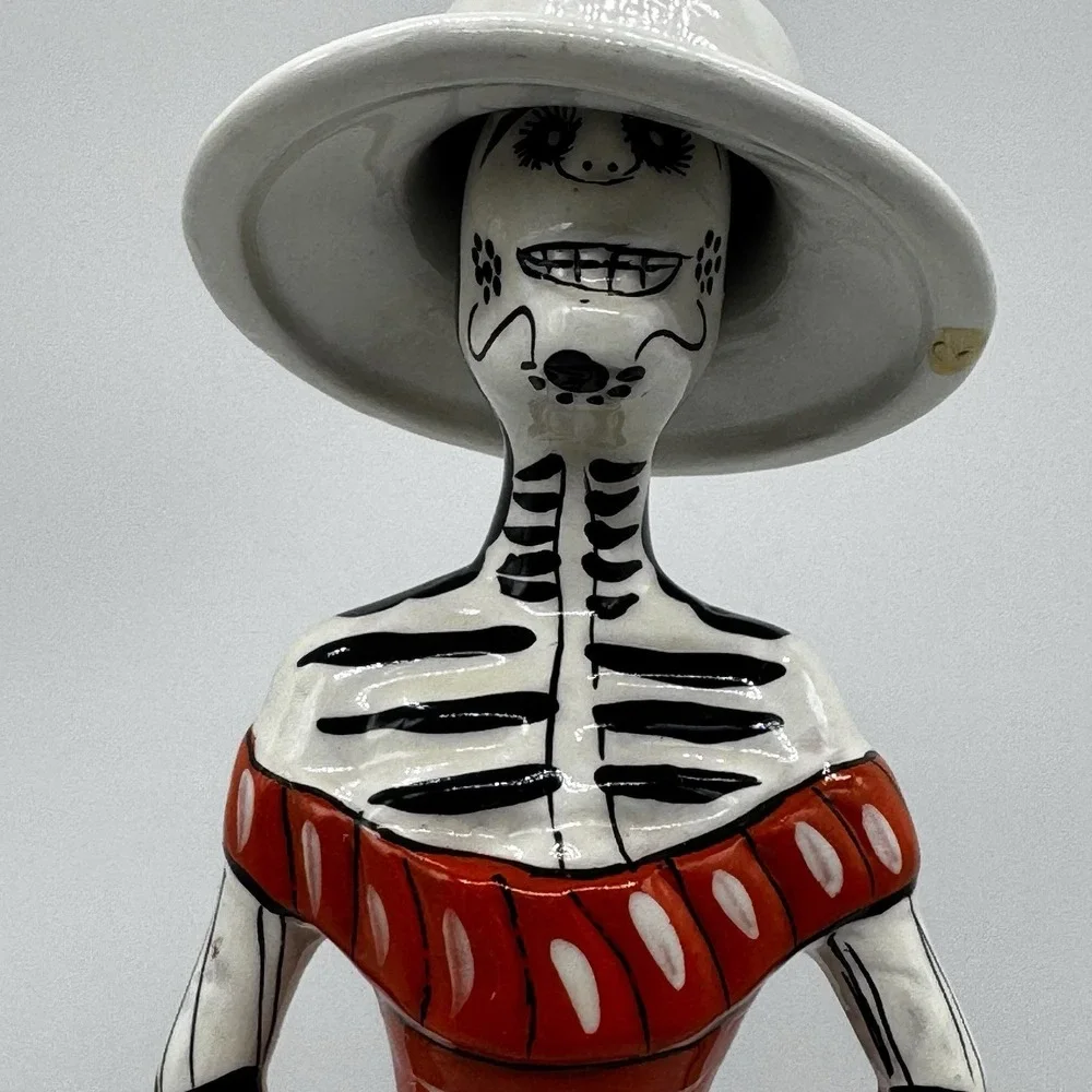 Day of the Dead Catrina Figure Clay Handmade Hand Painted Mexican Folk Art 12